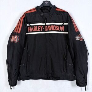 Harley-Davidson Mens Black Textile Riding Jacket 2XL 97406-14VM Leather Trim
